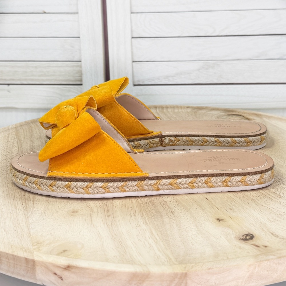 Kate Spade Bow Top Suede Espadrille Slide Sandals Yellow 7.5 - Picture 4 of 12